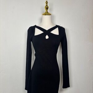 hollister black euphoria bodycon dress coquette office downtown girl club chic